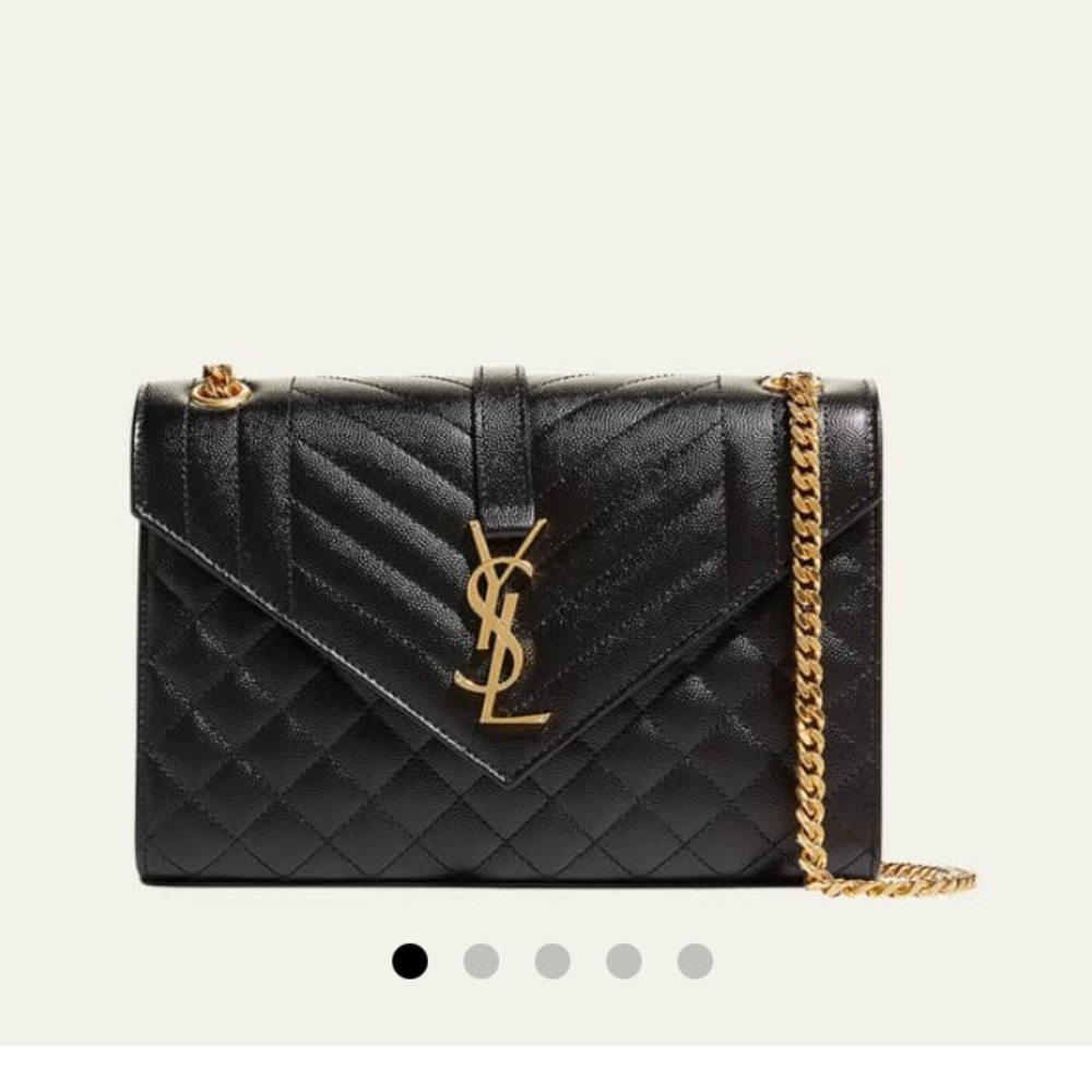 SAINT LAURENT
Envelope Triquilt Medium YSL Shoulder Bag in Grained Leather